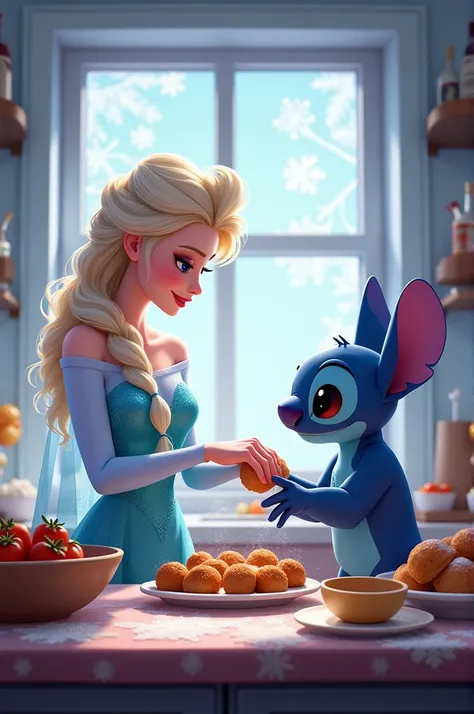 Frozen cooks with Stitch 