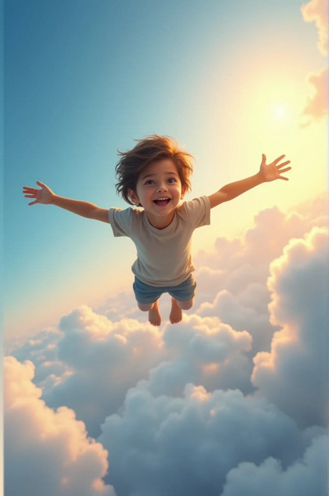 A boy flying