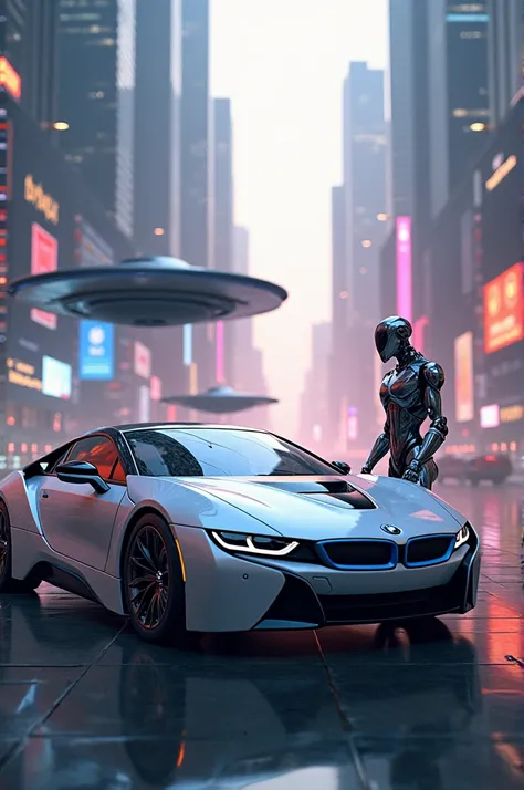 Bmw car and vaelus robot