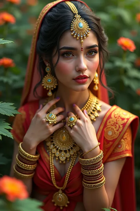 A hindu traditional bride with antique jewellery 