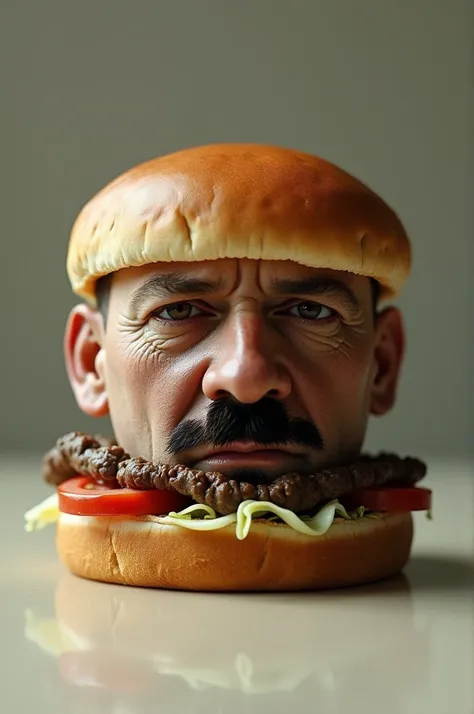 Create an image of a burger when someone close his eyes they can see Hitler in that burger 