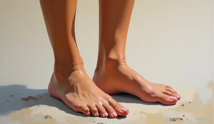 oil painting, feet on the ground