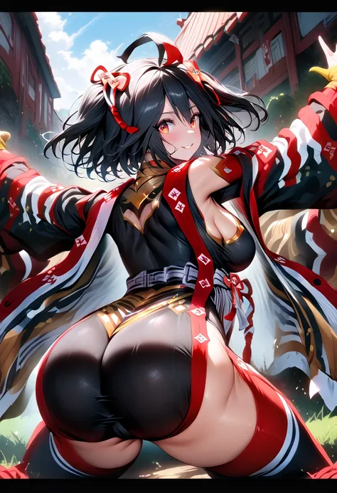 ((((((show your butt to your audience))))))、((((((rear view))))))、((((kitasan black))))、(uma musume),(super huge giant chest),(b...