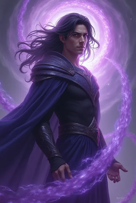 The black-haired, purple-eyed man is a god.