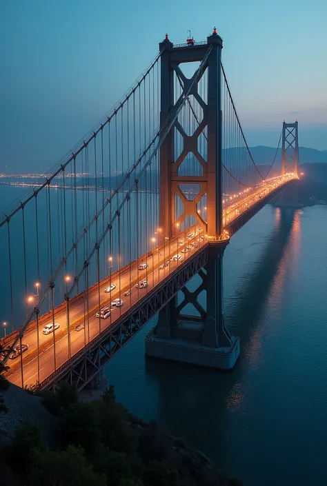 a bridge connecting 02 cities over a river 100 km wide
 