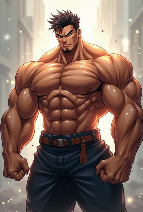 A muscular anime style man with a big chest