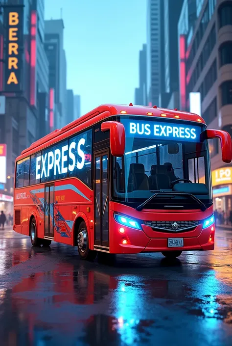 Make a bus written on the background bus express 