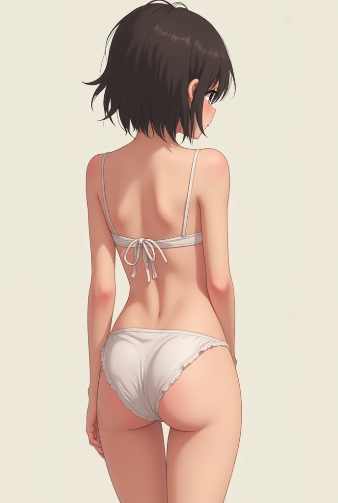 Anime student from behind in underwear 