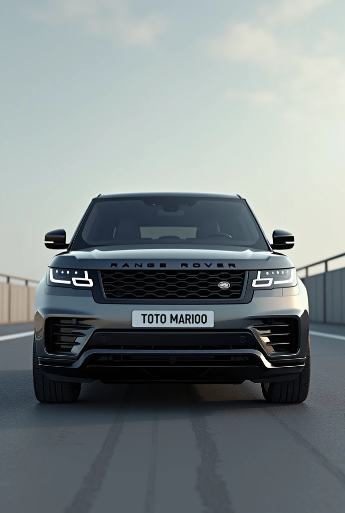 Make me a 3D image of a Range Rover with a license plate that has the name Toto Marioo."