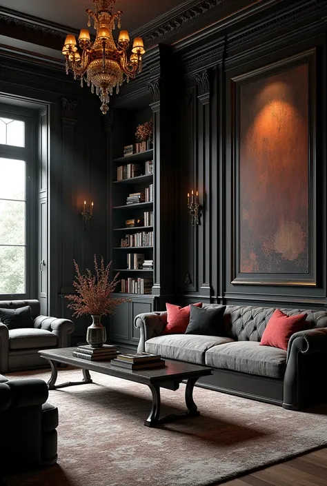 Gothic living room with modern finishing 