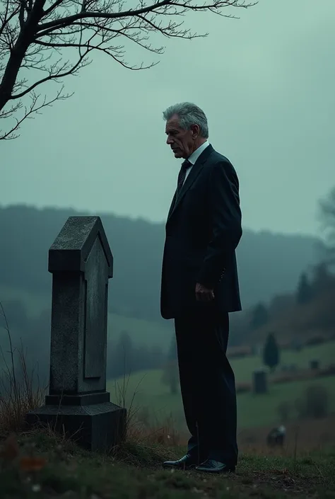 A man passes by a grave site