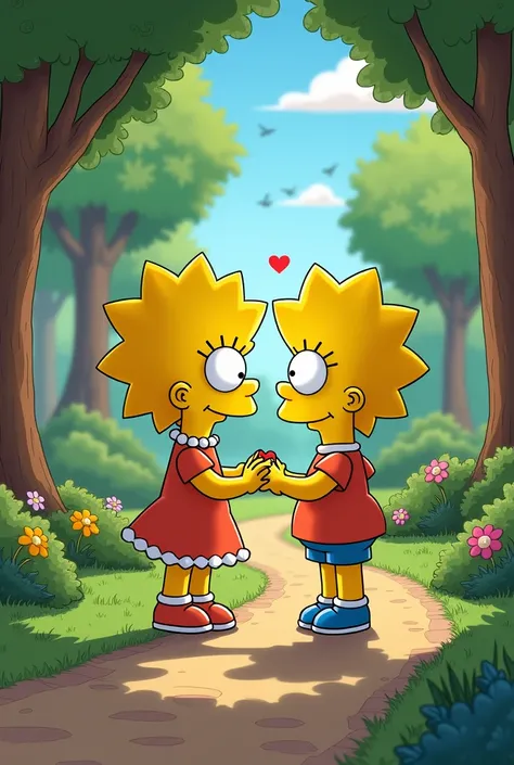 Maggi Simpson in love pixars lovers in a park