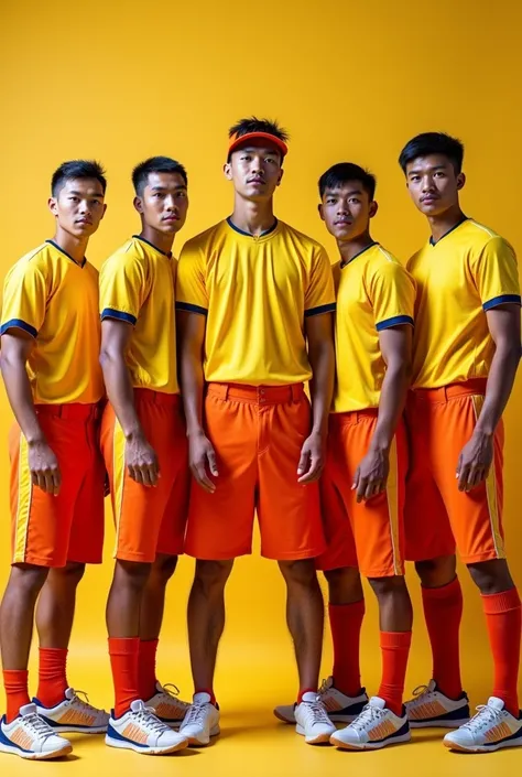 Bhutan Mens Athlete Baseball National Team Photoshoot Group and wear Yellow, Orange, HD picture