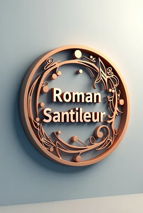 Circular 3d style logo with musical signs with the text Roman Santileur
