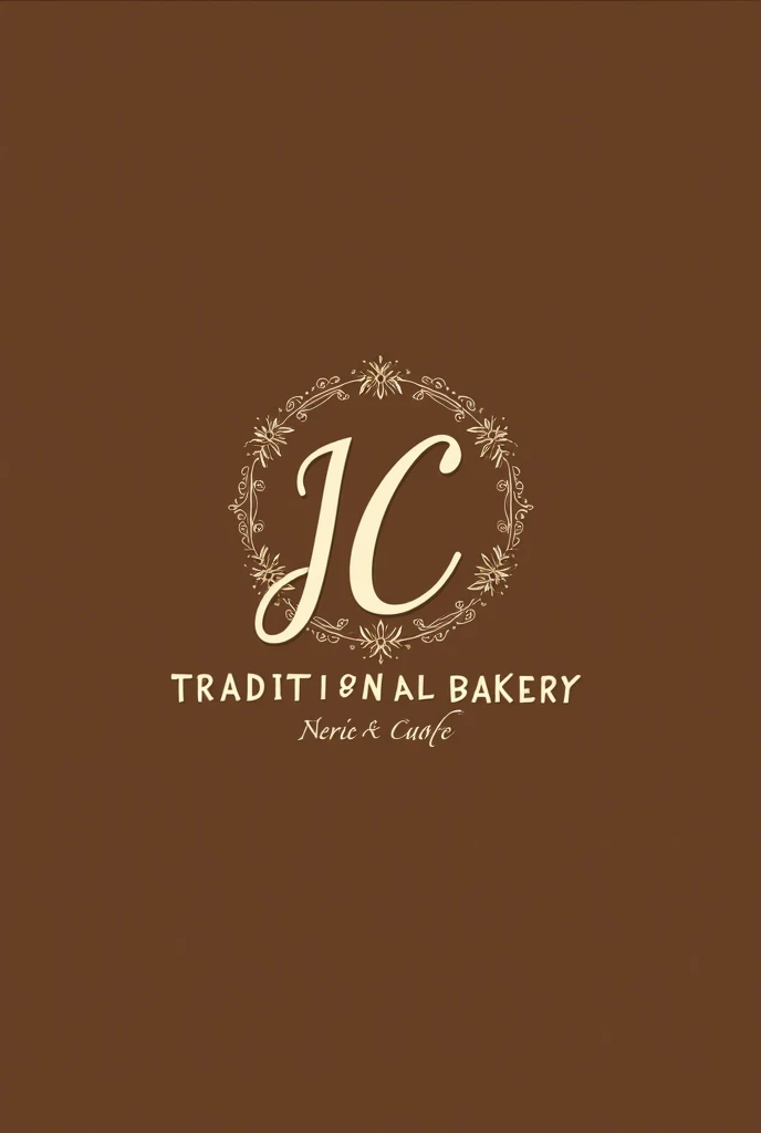 Logo for a bakery with the initials JC, below the logo contact number 