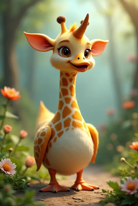 A duck mixed with a giraffe