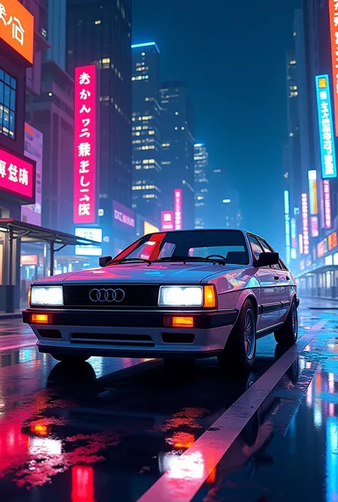 Audi 80 b3 at night in anime style