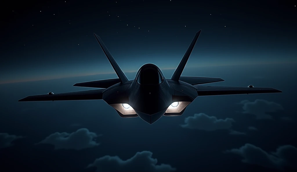 f-22 raptor flying at night