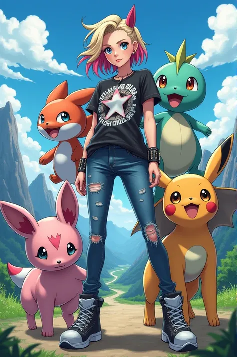 Catora Avril Lavigne in anime version as a Pokemon trainer