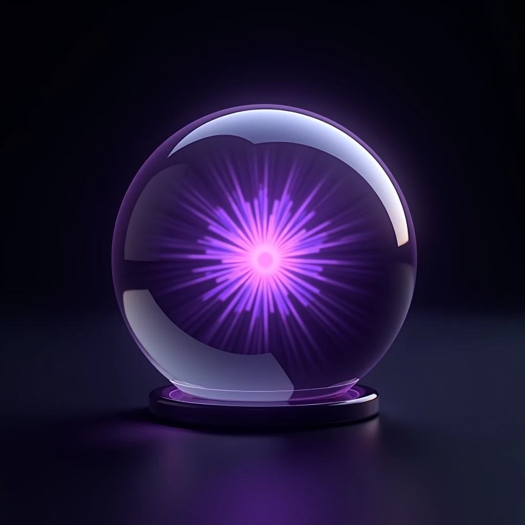 make a sphere with radius element inside it. A purple energy must be that element. make it on a black background as a game item