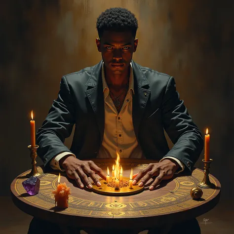 Michael Medeiros Pacheco with dark skin, born on June 5, 1995 in São Gonçalo, RJ, brazil, son of Márcio dos Santos Pacheco and Josefa Medeiros da Silva in the center of a sacred occult magic receptacle to perform immediately with ancestral magic and attrac...