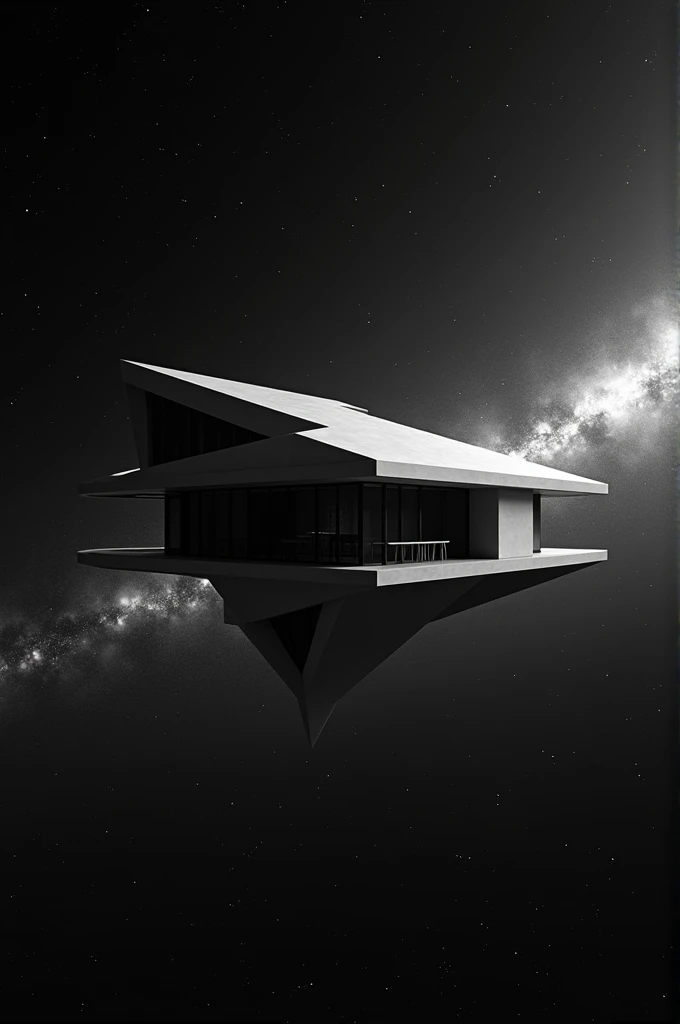 Viralata black and white house in space