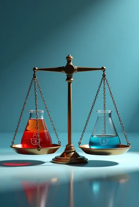 Make a figure that represents a closed system where a chemical reaction occurs between substances A and B., forming products C and D. 
To illustrate the issue more clearly, the figure may show scales before and after the reaction, showing that the total ma...