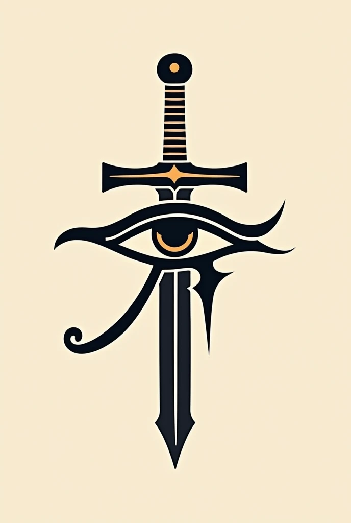 Create a small tattoo of the eye of horus combined with a defensive sword for a modern look