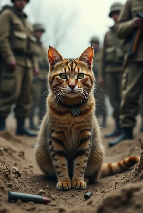 Cat in World War II with the military battalion 