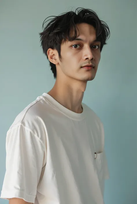 (best quality,masterpiece, portrait:1.2) full body portrait, a handsome young boy 17 y o, skinny white,wearing a youth modern stylist, oversized jumper t-shirt  fashion, minimal stylist fashion, indonesian of asian white skinny, asian men pose portrait, mi...