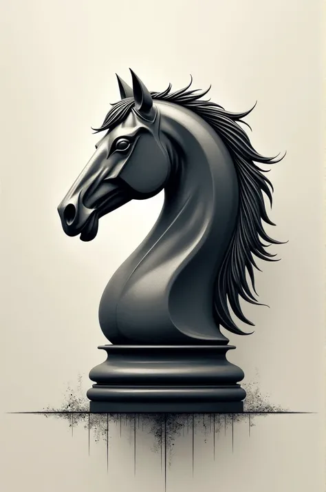 A symbol of a horse, the chess piece with some small squares in the background representing the board