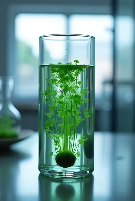 Photobioreactor, closed, cylindrical, transparent, glass, 1 Liter capacity, with air diffuser, microalga, chlorella vulgaris