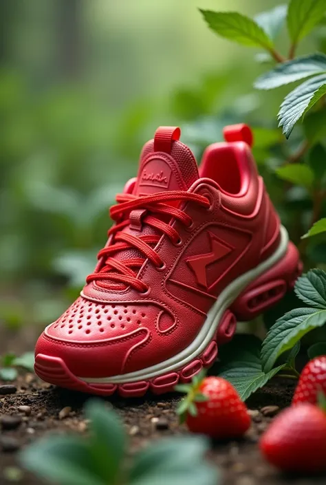 Name a sneaker with red details for the character who is a strawberry