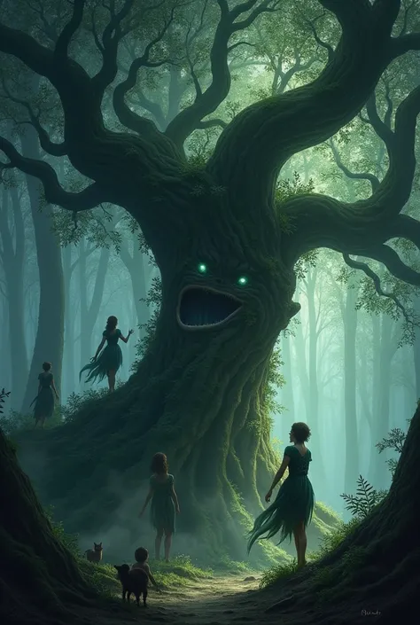 In the heart of the dark forest, There was a group of elves who lived in an ancient, hollow tree.. These elves were said to possess the power to manipulate shadows and control the secrets of the forest..