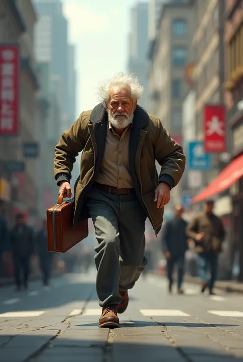 An old man running