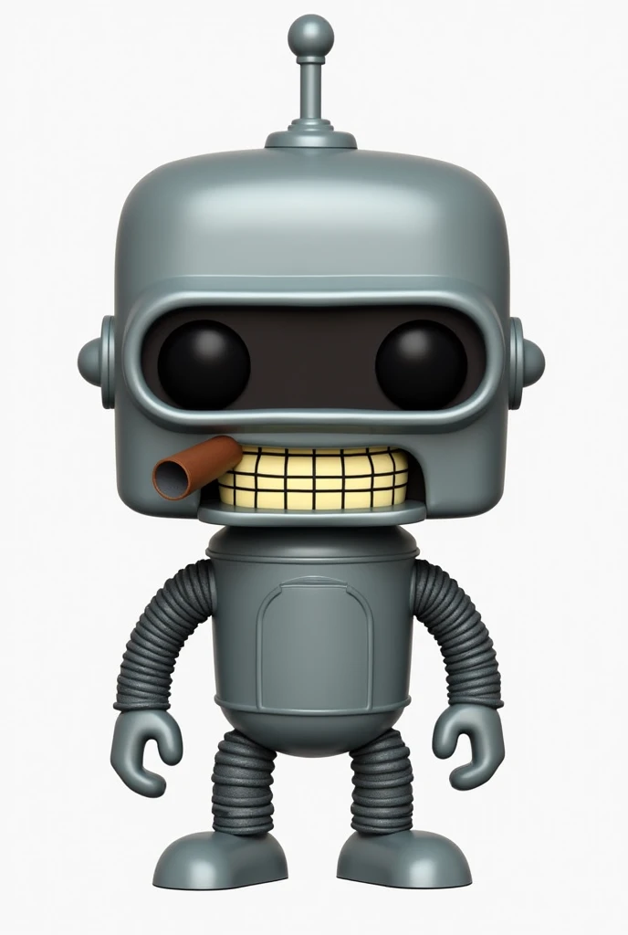 Create the image of Bender from Futurama, the art should look like a funko pop, whole body and without the cigarette and drink in hand.