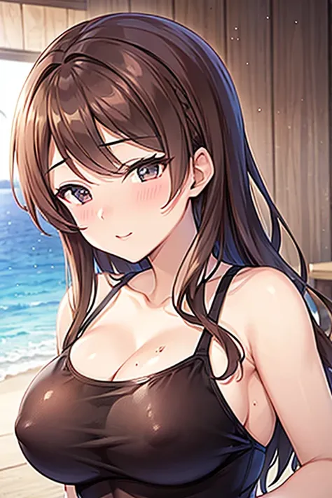 Waifu milf  Brown hair, in a swimsuit 