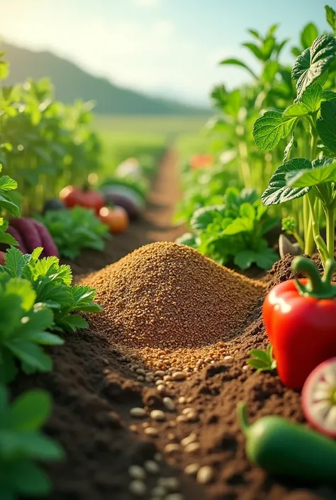 Create a fertilizer based on seeds and sardines in fertile soil that is more spacious and that you can see many crops in the soil