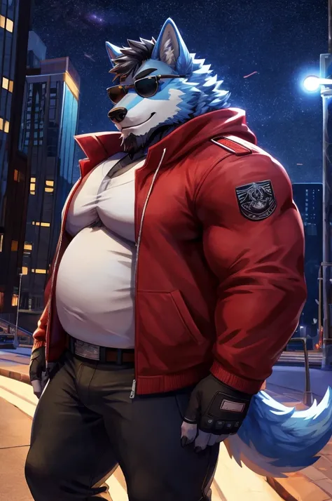 ((best quality)), ((masterpiece)), (Ultra detailed), ((4k)).

Male , Furry Anthro , Wolf , Light Blue , Light blue Fur , Fluffy , Adult , Black Short Hair , Black Beard , Big Boy , Chubby Fat Belly , Big Pecs Chest , Green Eyes , Handsome , Hunk.

Outfit (...