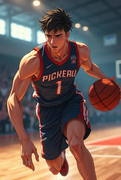 Handsome, male, short hair, basketball player, big dick, anime style