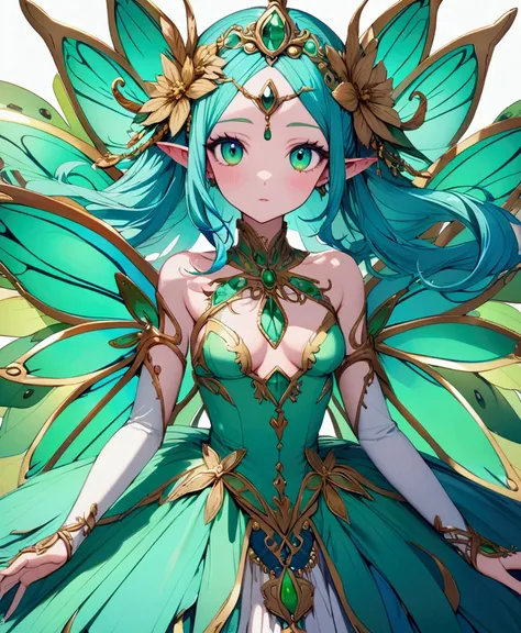 Make a beautiful aqua green alien fairy 