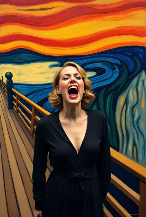 Make an image manipulation, put the picture the scream the most famous painting, but replace the screaming one and put Adele in his place (singer)