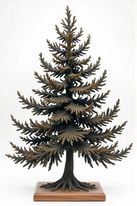 Engraved pine with lots of foliage and branches on a base that can be displayed as a patriotic symbol