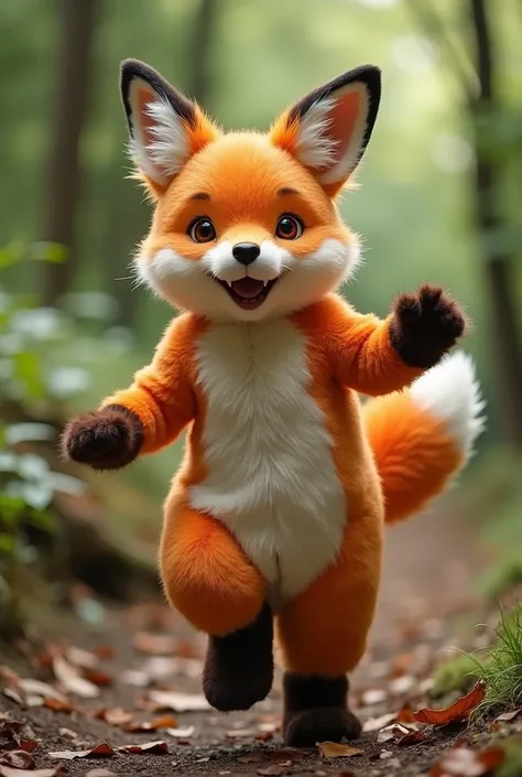 In a fox costume 