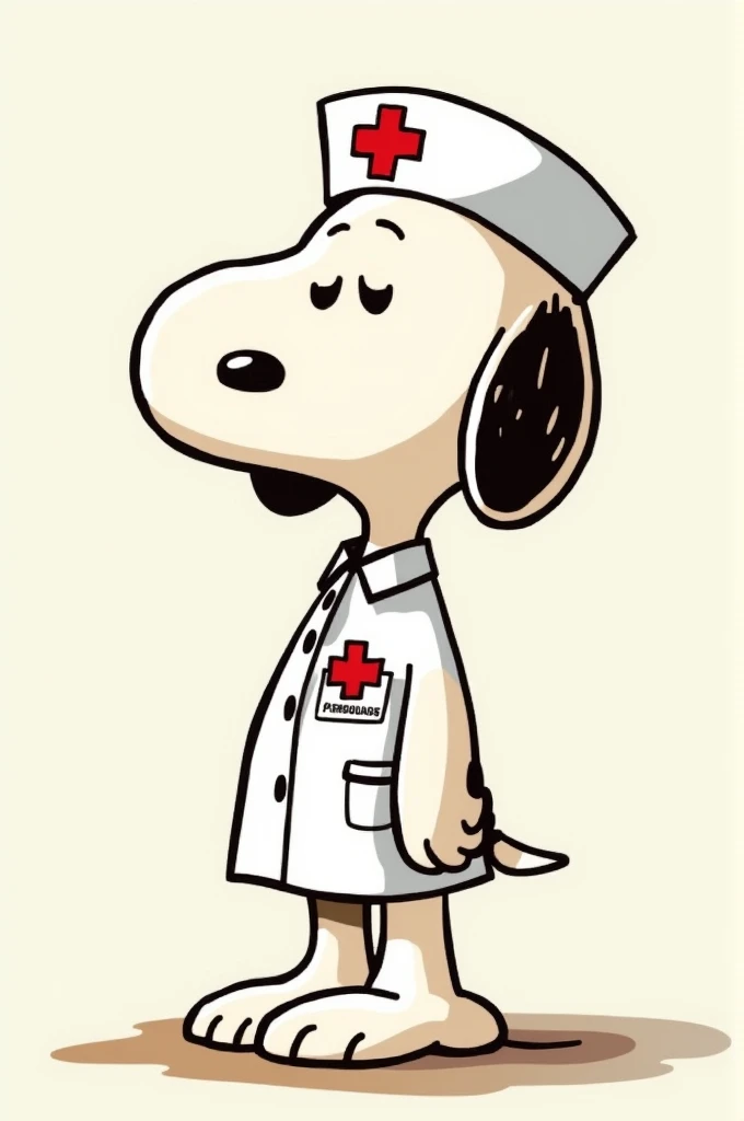 Snoopy dressed as a navy nurse 2d drawing