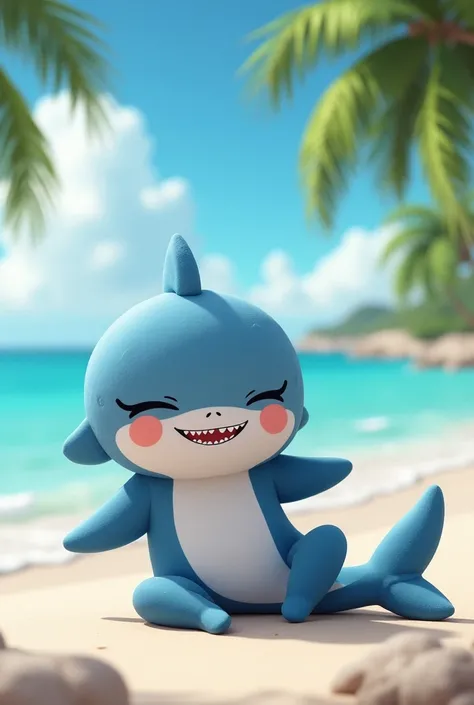 Shark (furry) girl on beach