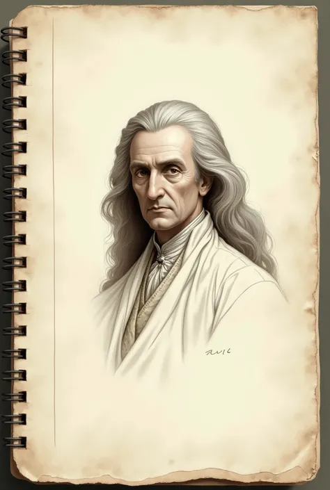  isaac newton simple on a notebook sheet