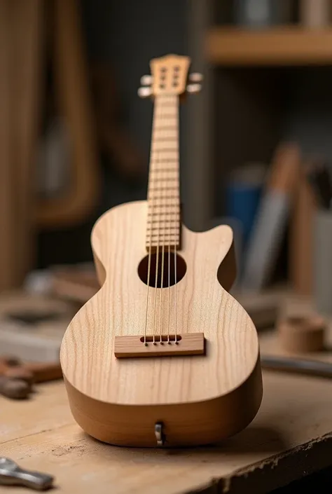 Create a small guitar that is halfway finished 