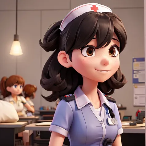 Make an army nurse,adult 2d style.