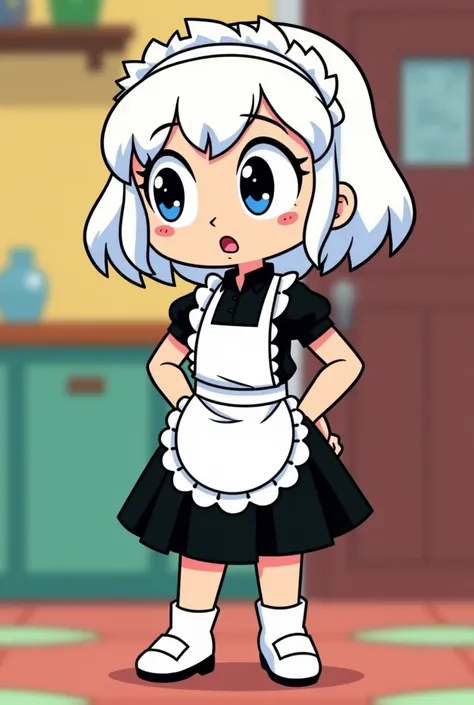  Linka Loud from the loud house dressed as a maid with a low neckline
